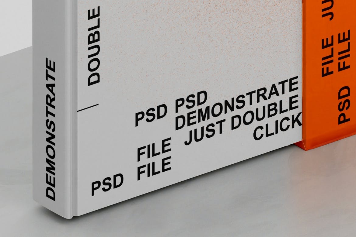 橙色书籍封面&塑料书套设计PSD样机素材