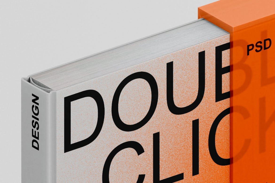 橙色书籍封面&塑料书套设计PSD样机素材