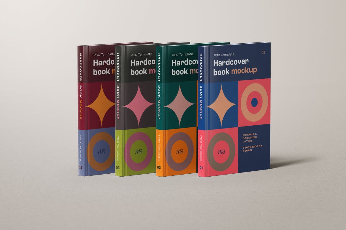 精装硬封书封面设计PSD样机素材