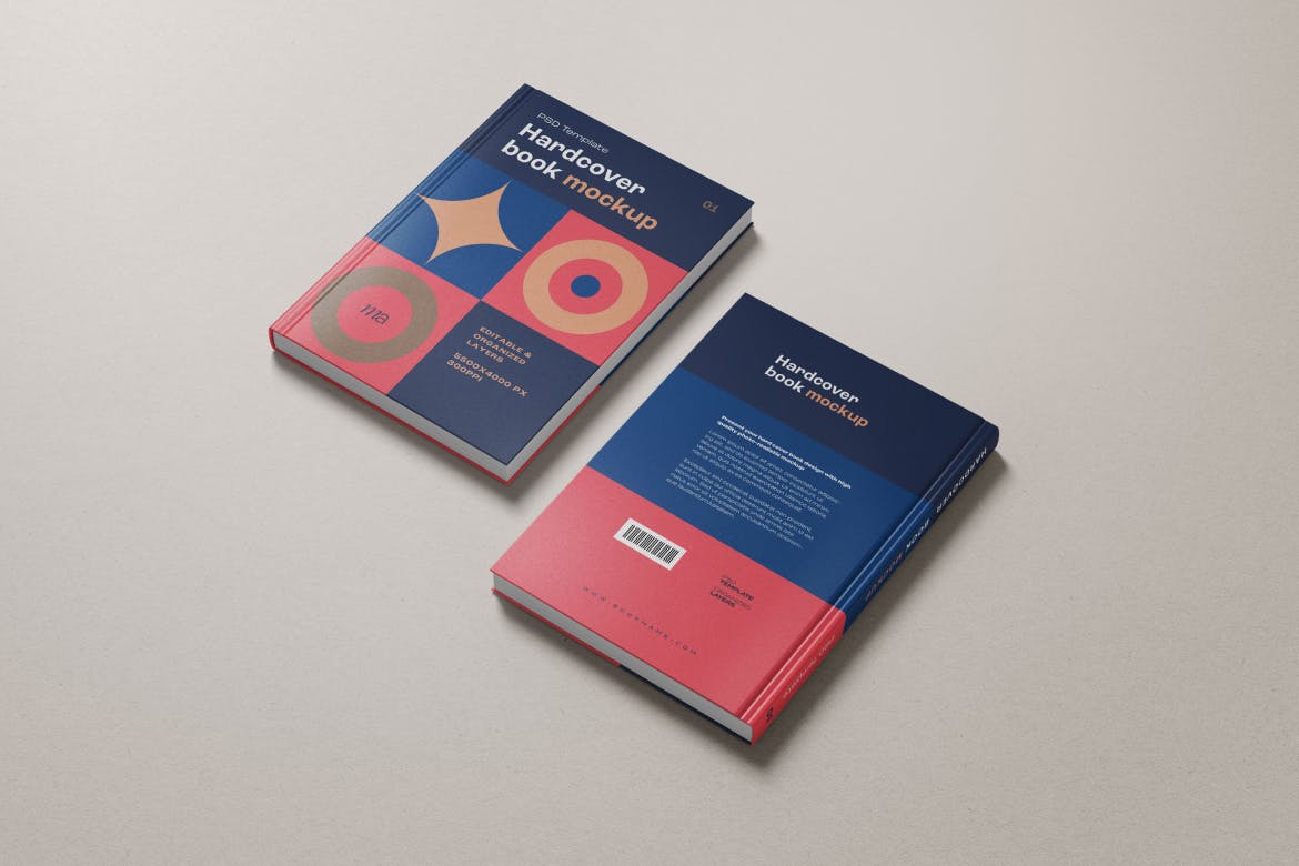 精装硬封书封面设计PSD样机素材