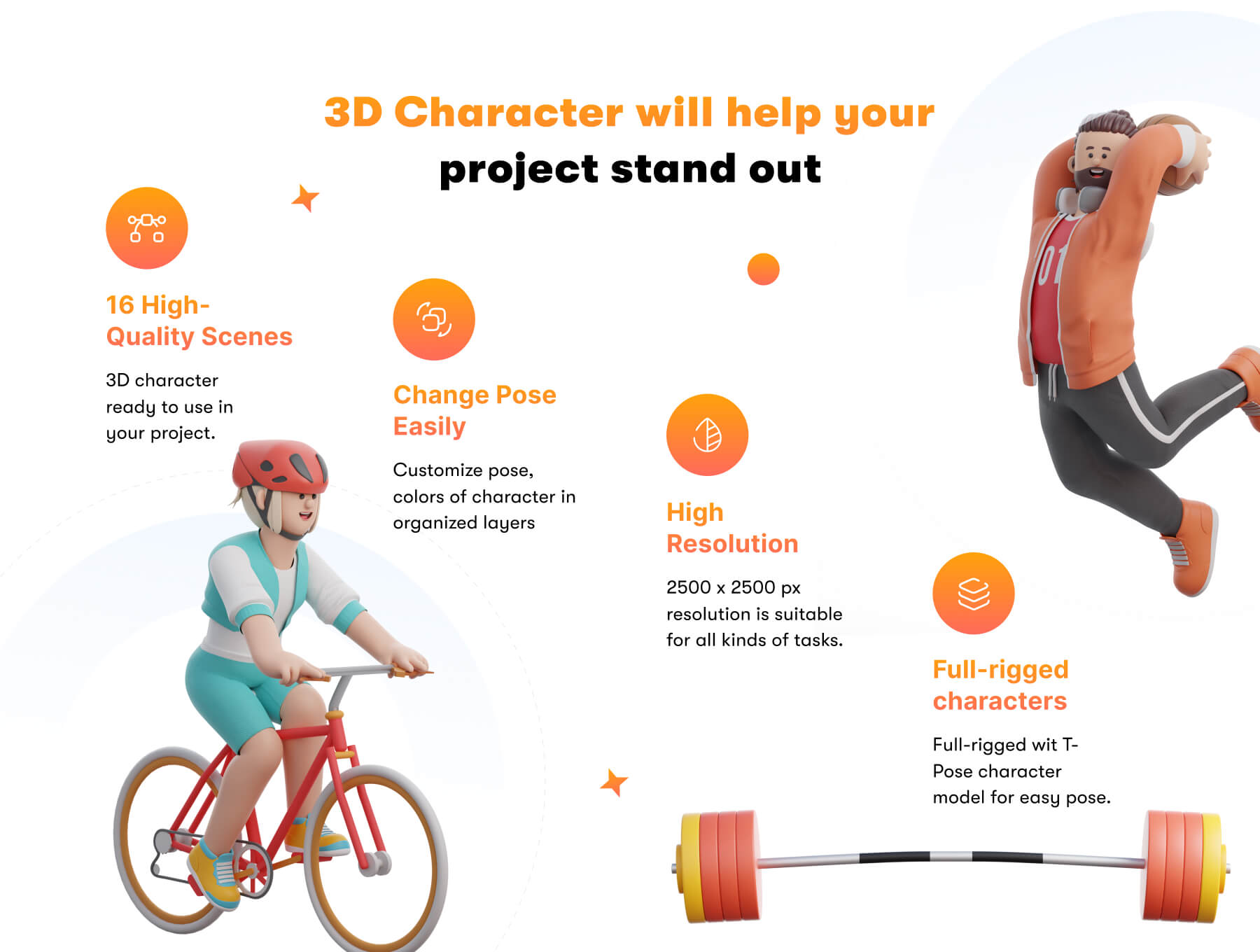 16个3D体育运动角色Blender素材包