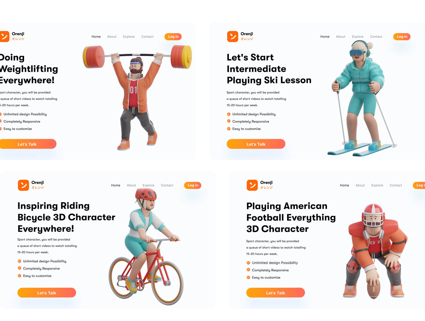 16个3D体育运动角色Blender素材包