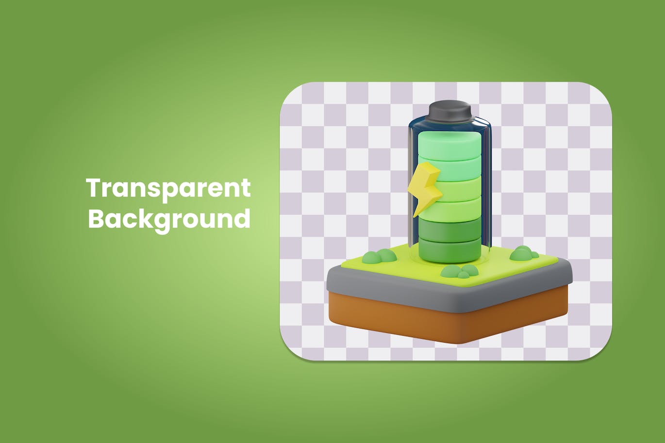 绿色电力运输汽车充电桩主题3D图标素材（Blender）