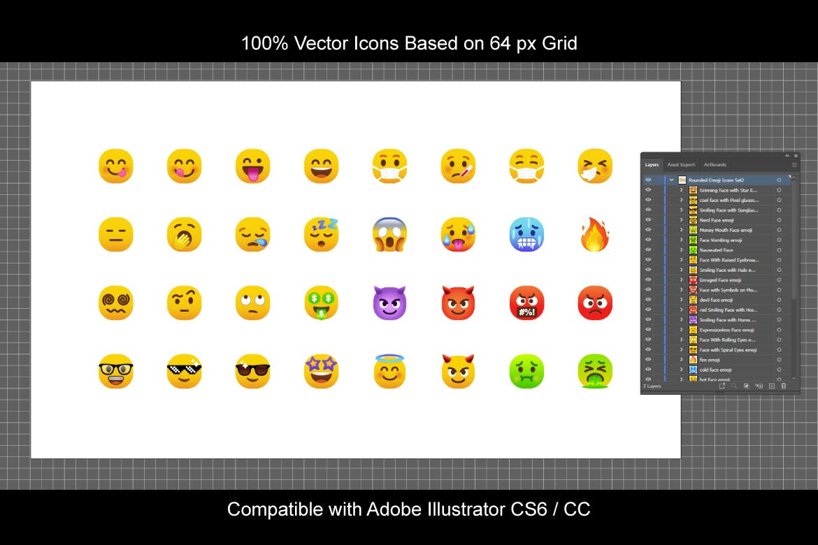 32个矢量表情符号图标素材包(AI,EPS,PNG,SVG)