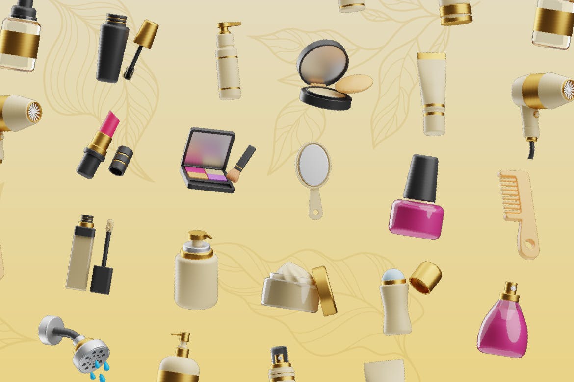 护肤品化妆品 3D图标合集 (BLEND)