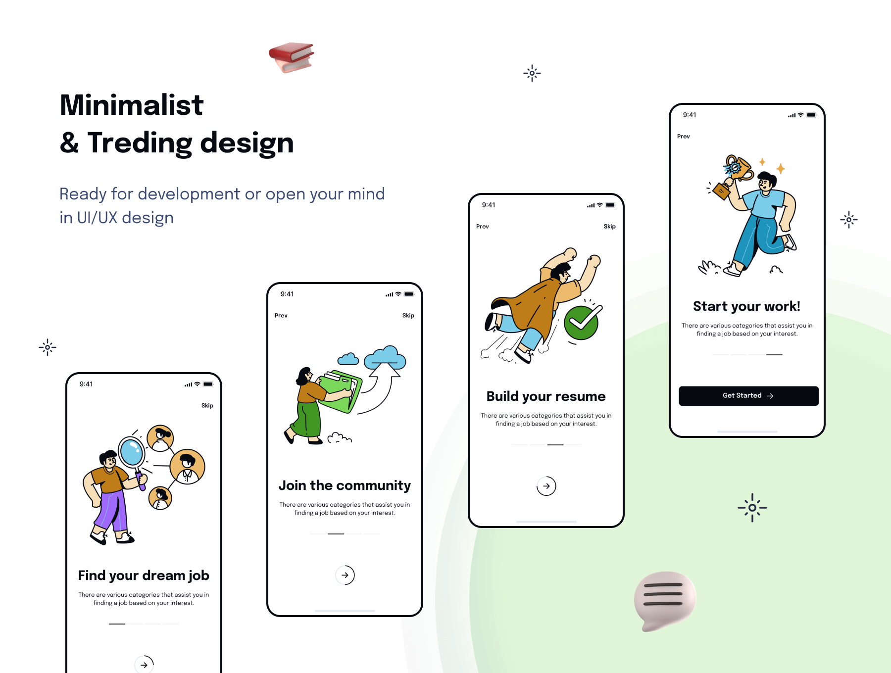 150个设计简洁精美的找工作求职应聘APP UI界面素材包