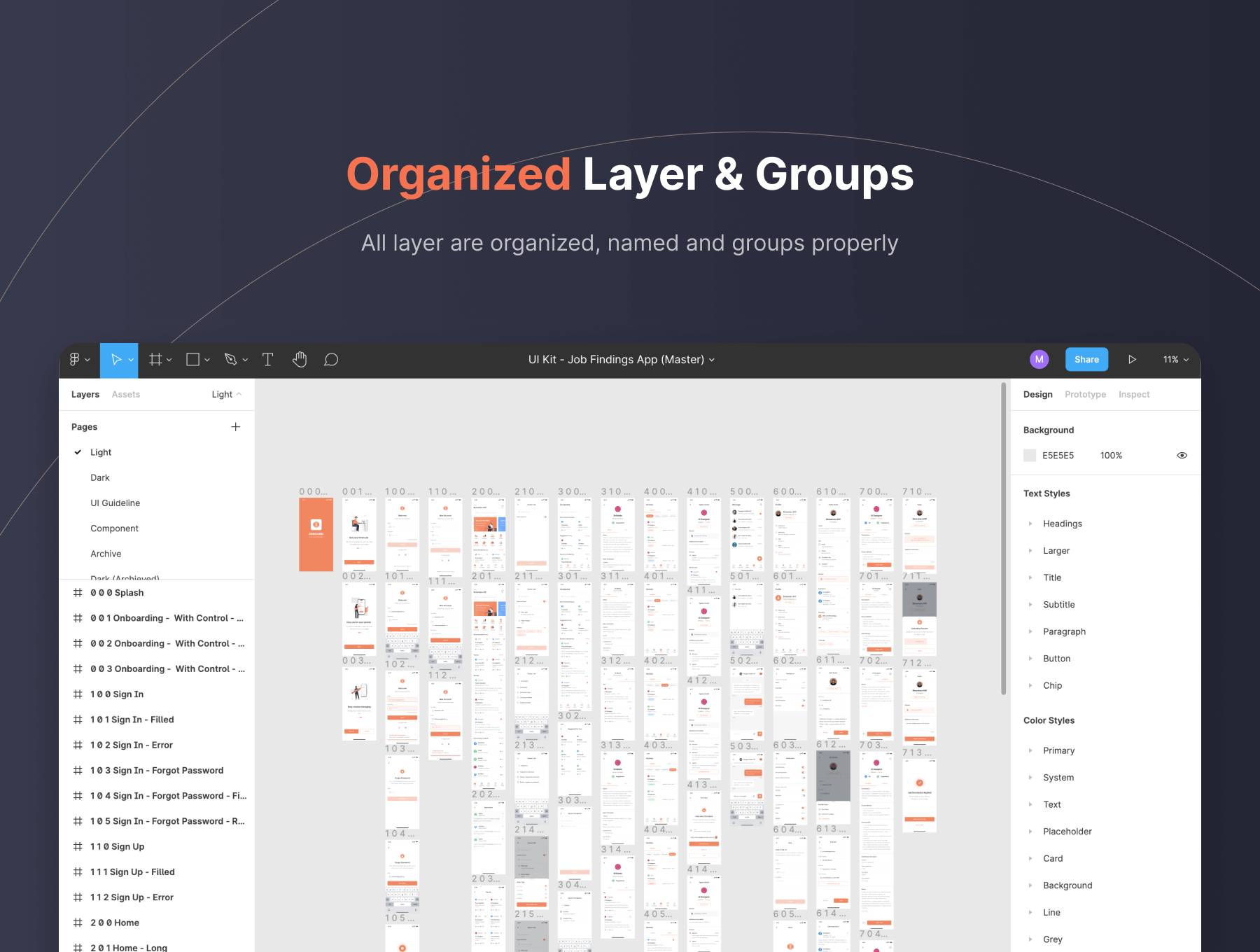 80个黑白背景的橙色求职工作招聘简历相关APP UI界面