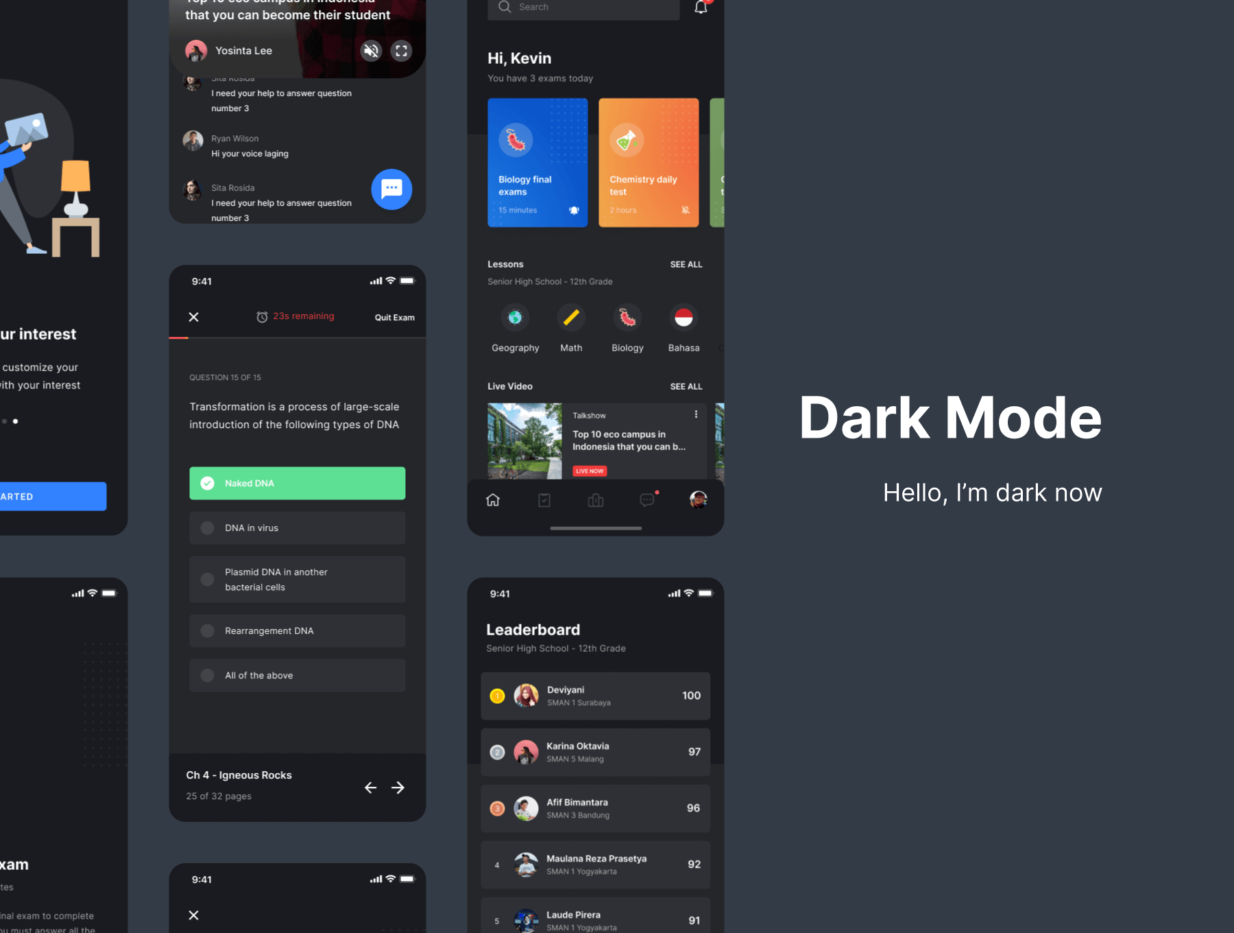 蓝色在线教育课程在线学习手机APP UI界面素材包