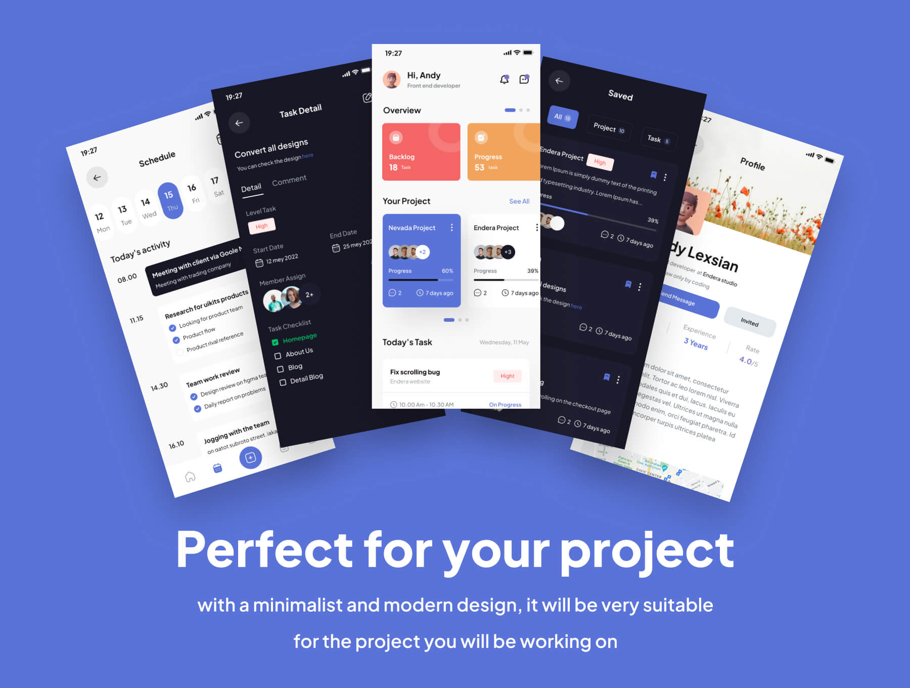 80个蓝色任务管理时间安排APP UI界面素材包