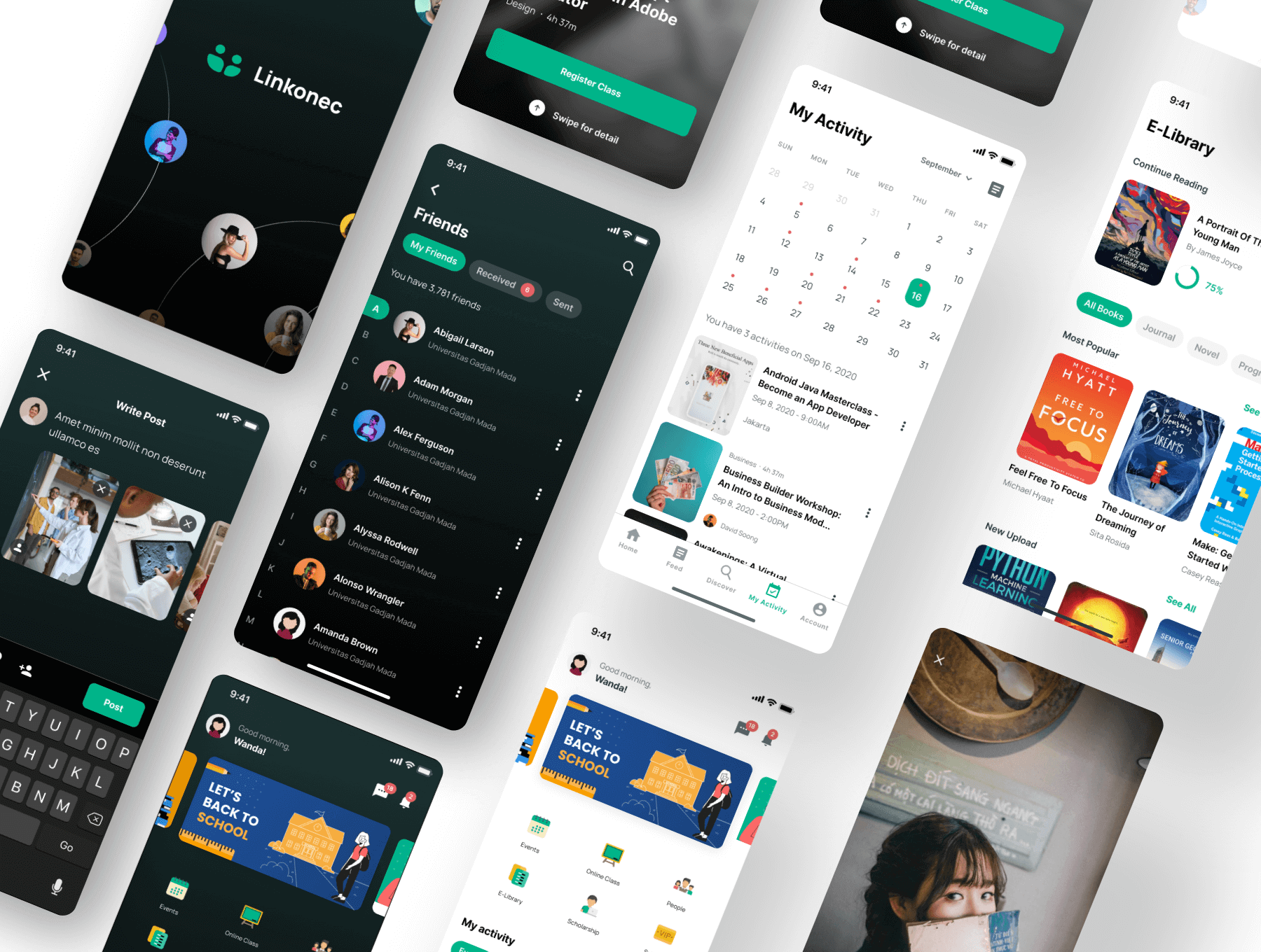180个绿色清新的在线学习在线课堂APP UI界面素材包