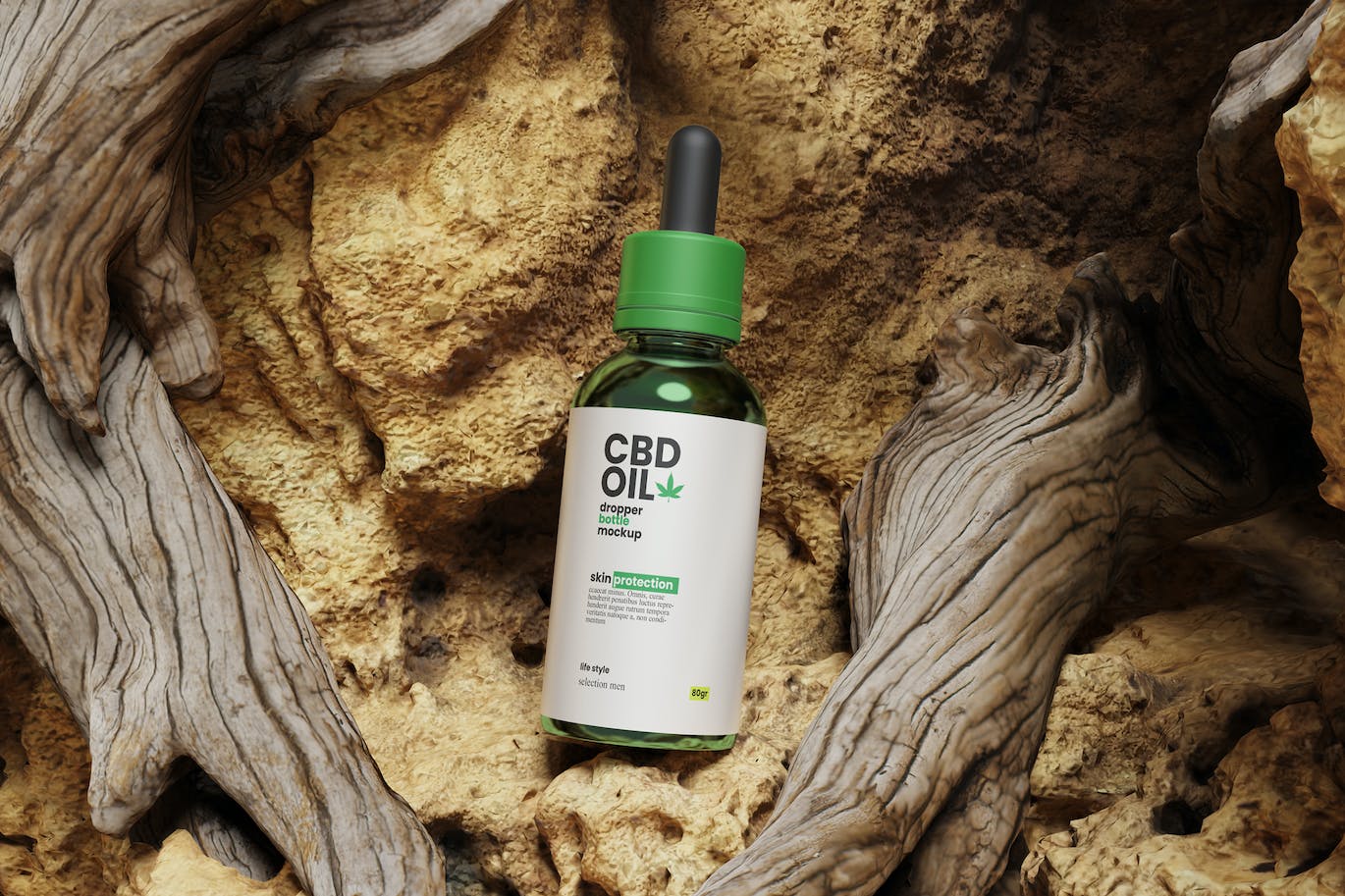 大自然背景滴管瓶包装展示PSD样机素材