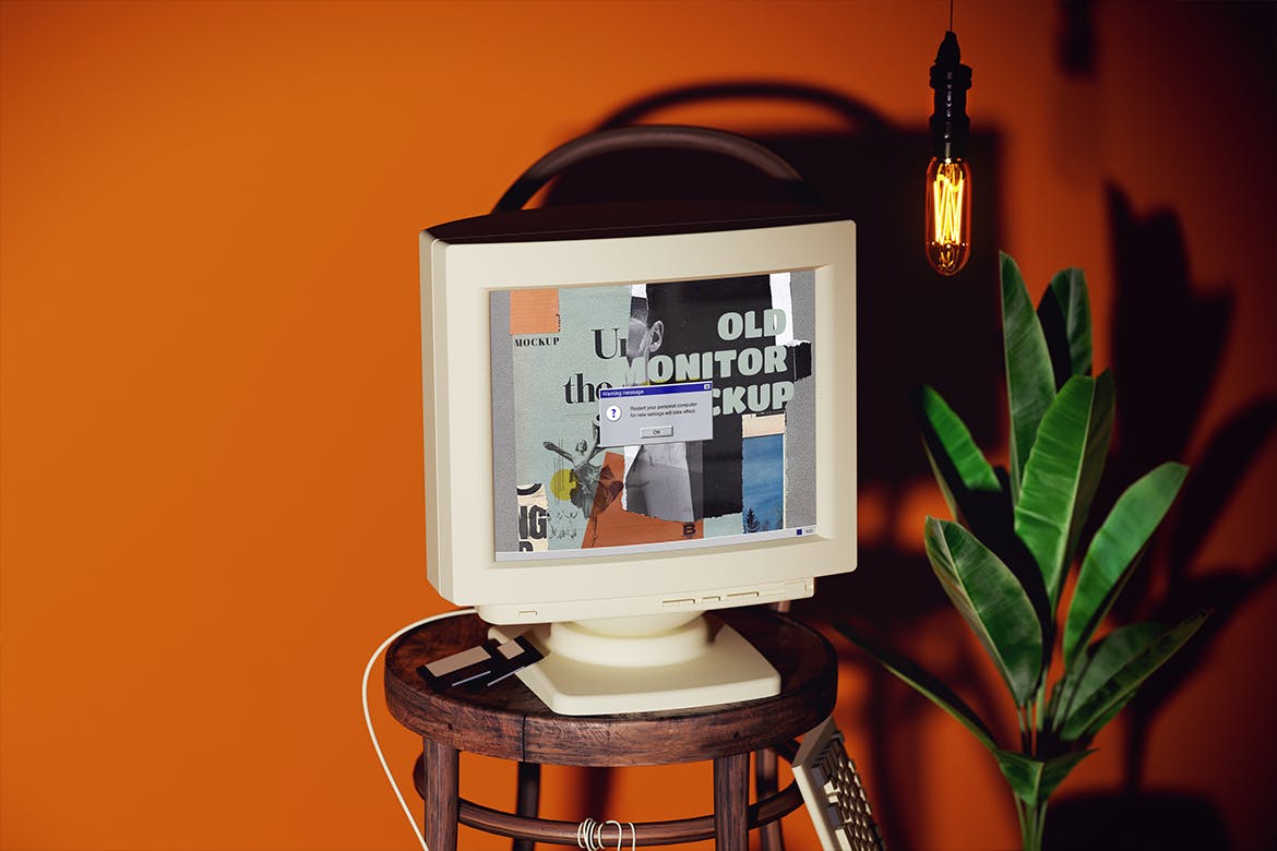 怀旧款电脑显示器屏幕样机 (PSD)
