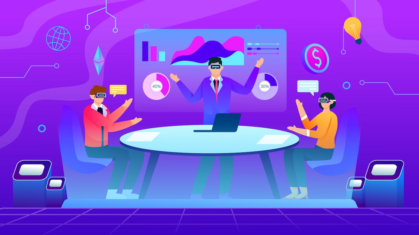 绚丽元宇宙概念科技扁平风矢量插画素材包（AI,EPS,JPG）