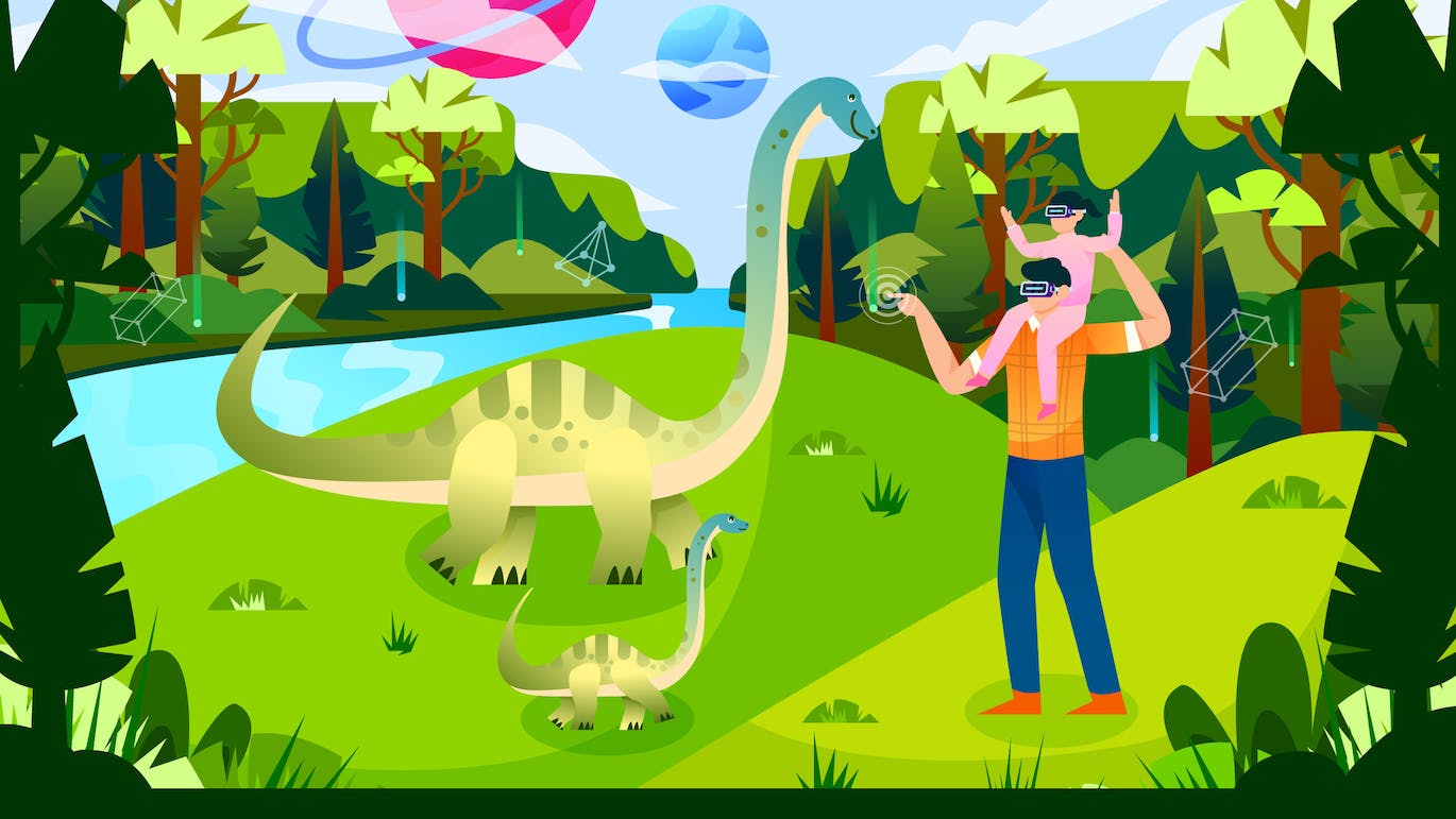 绚丽元宇宙概念科技扁平风矢量插画素材包（AI,EPS,JPG）