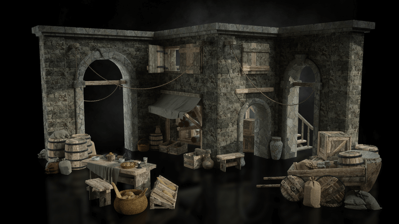 中世纪城市街道3D模型素材包