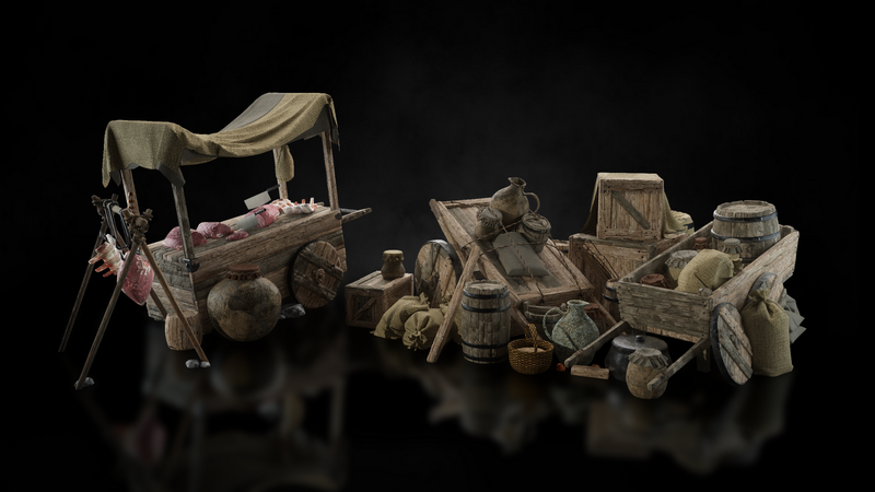 中世纪城市街道3D模型素材包