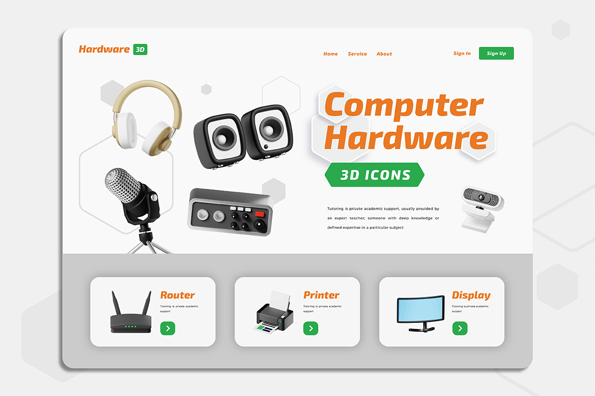 20个计算机硬件内存主板鼠标键盘显示器等元素3D模型(Blender)