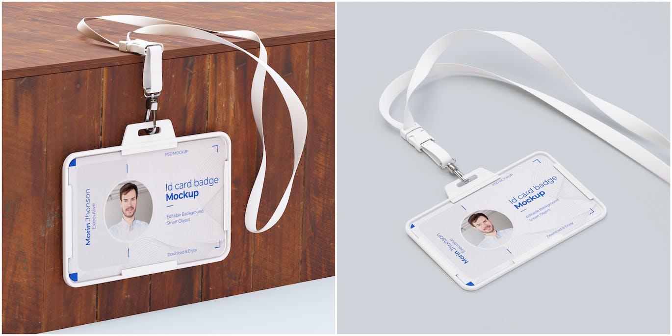 真实的身份证ID卡工牌设计PSD样机素材包