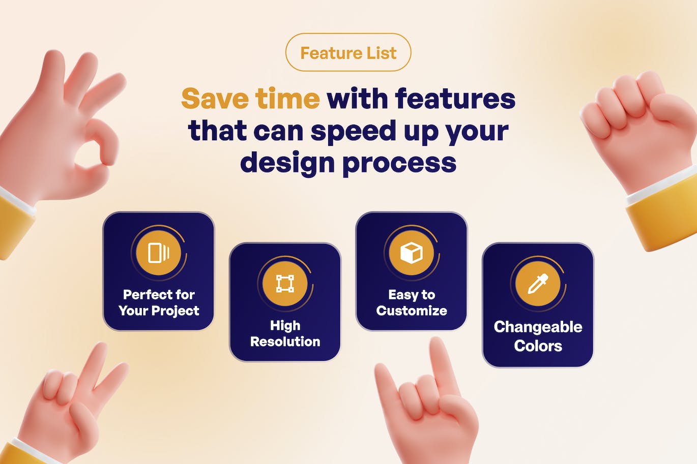可爱爱心握拳3D手势图标模型（Blender）