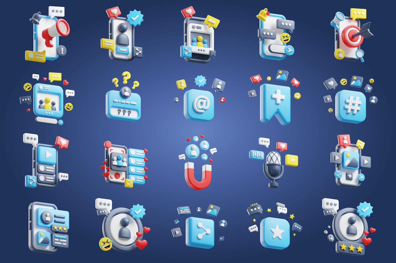 3D社交元素图标