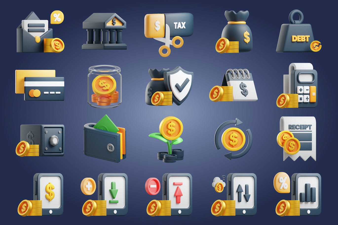 3D财务元素图标