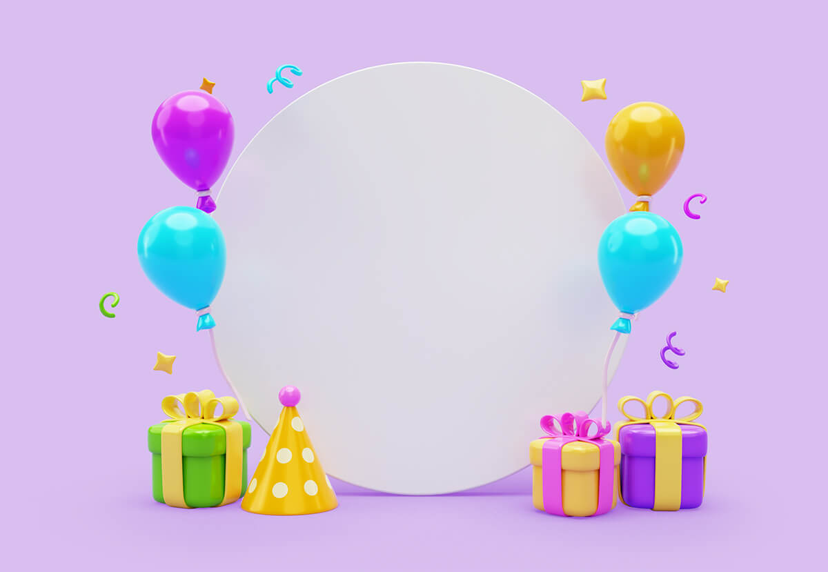 15个3D渲染出的生日横幅PSD格式