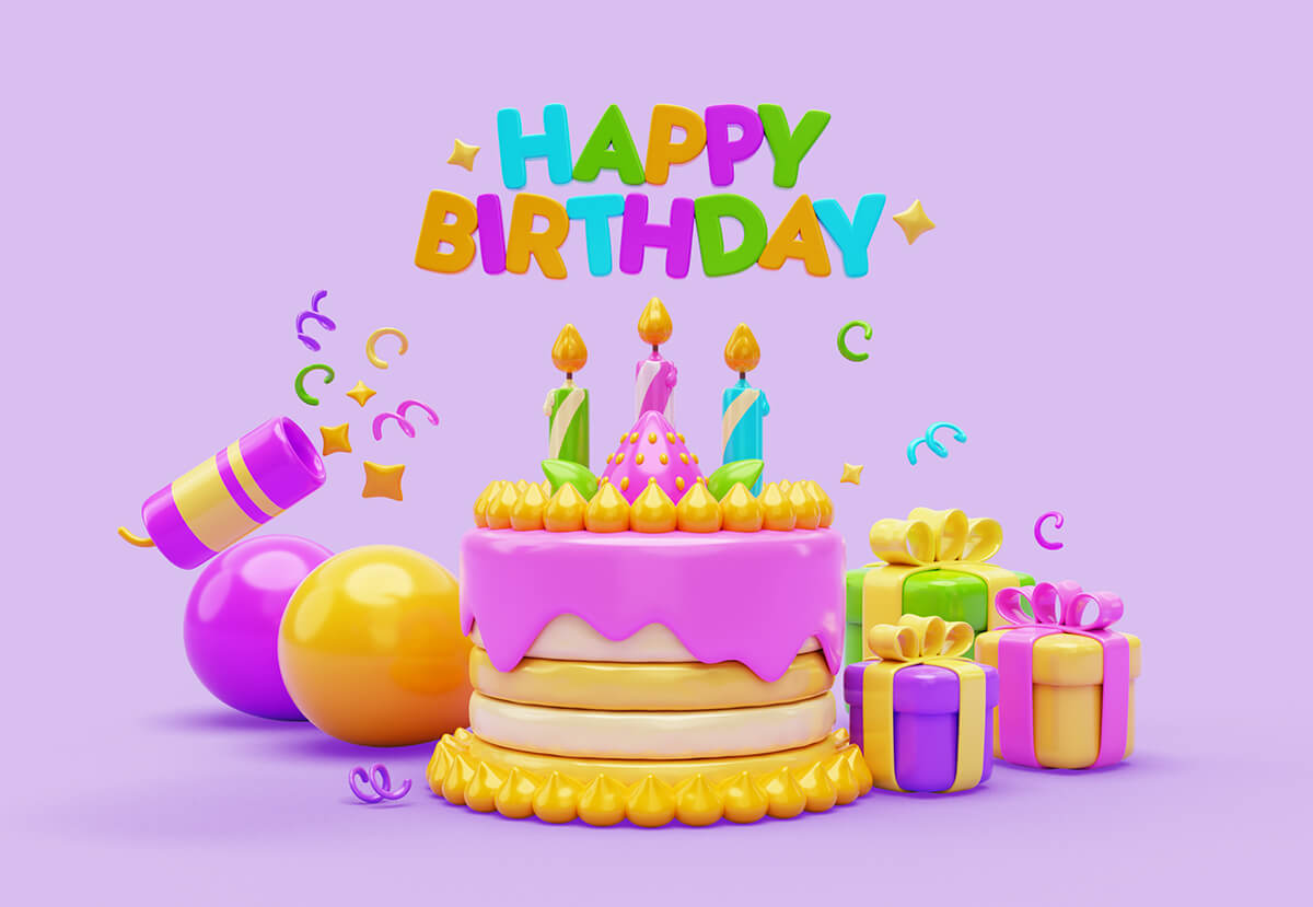 15个3D渲染出的生日横幅PSD格式