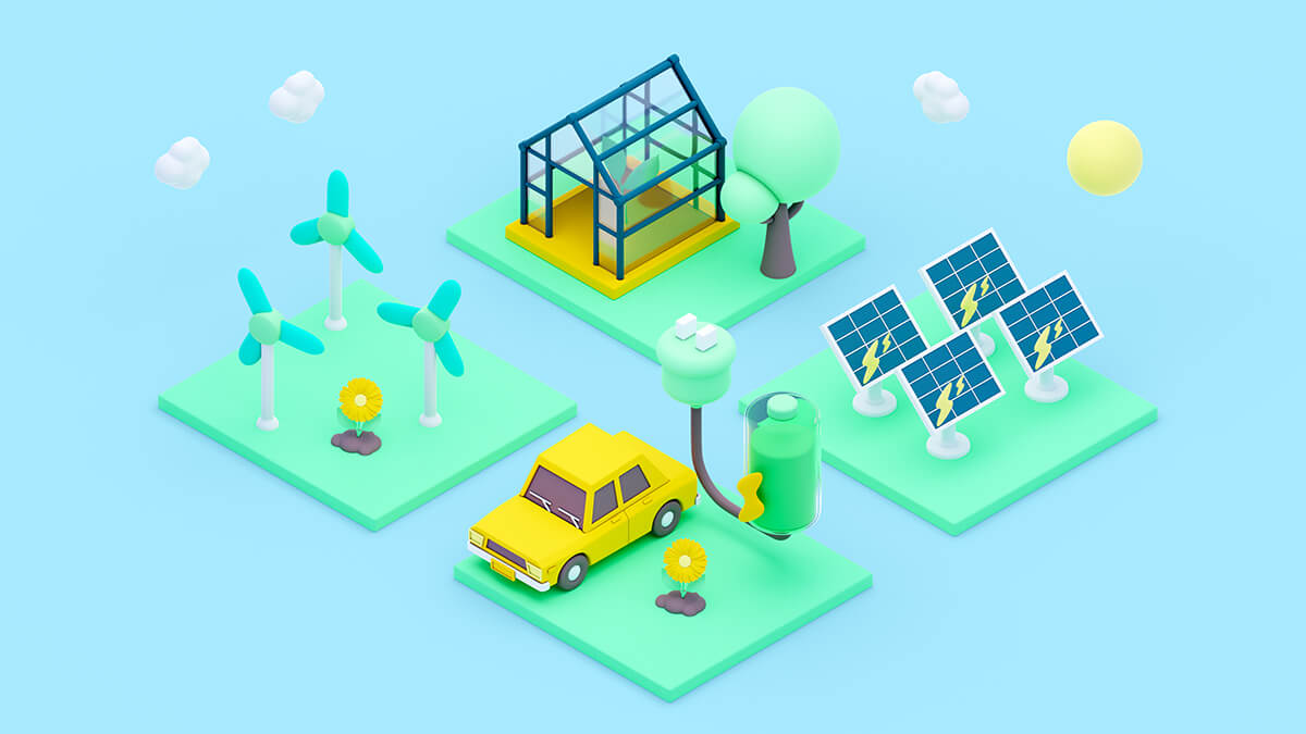 3D渲染2.5D生态主题概念图标素材