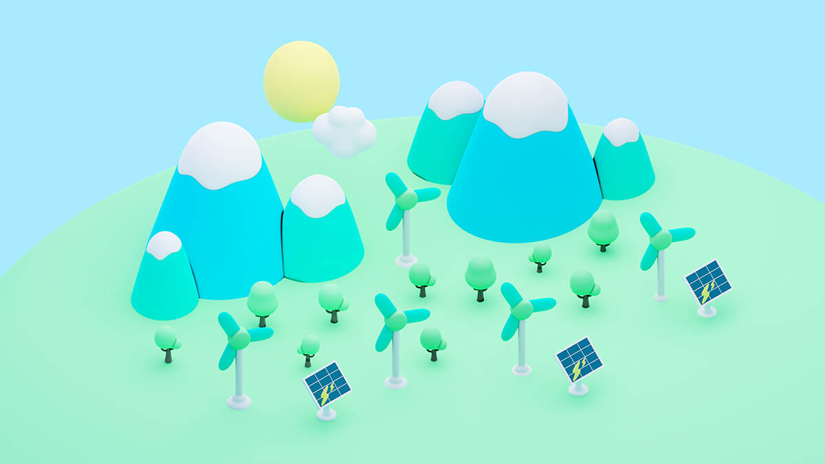 3D渲染2.5D生态主题概念图标素材