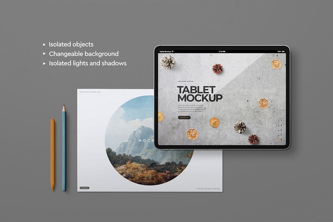 平板电脑样机模板 (PSD)