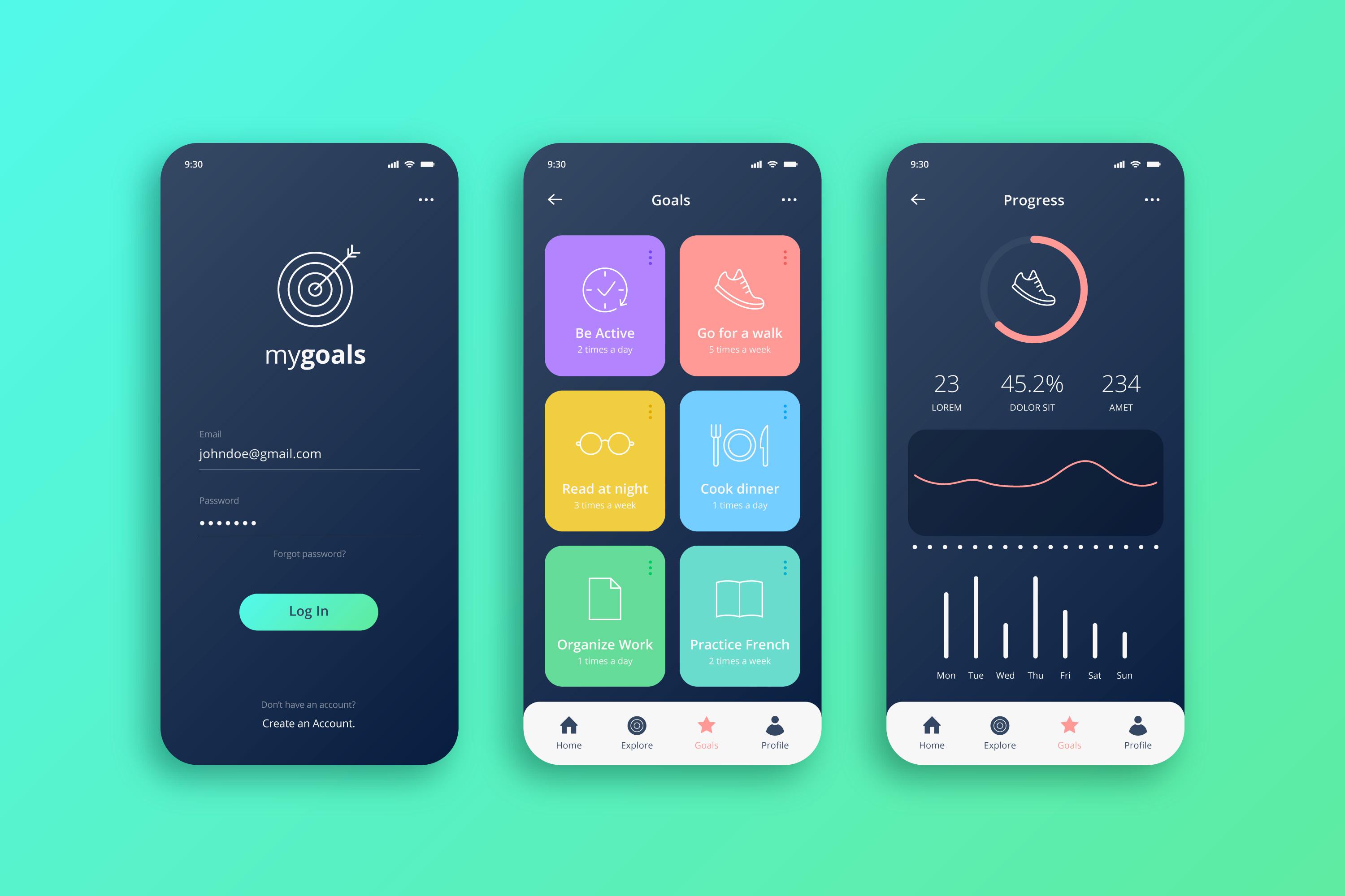 健身运动跟踪登录注册APP界面