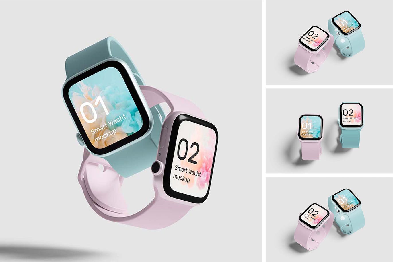 风格华丽的苹果智能手表样机PSD素材包
