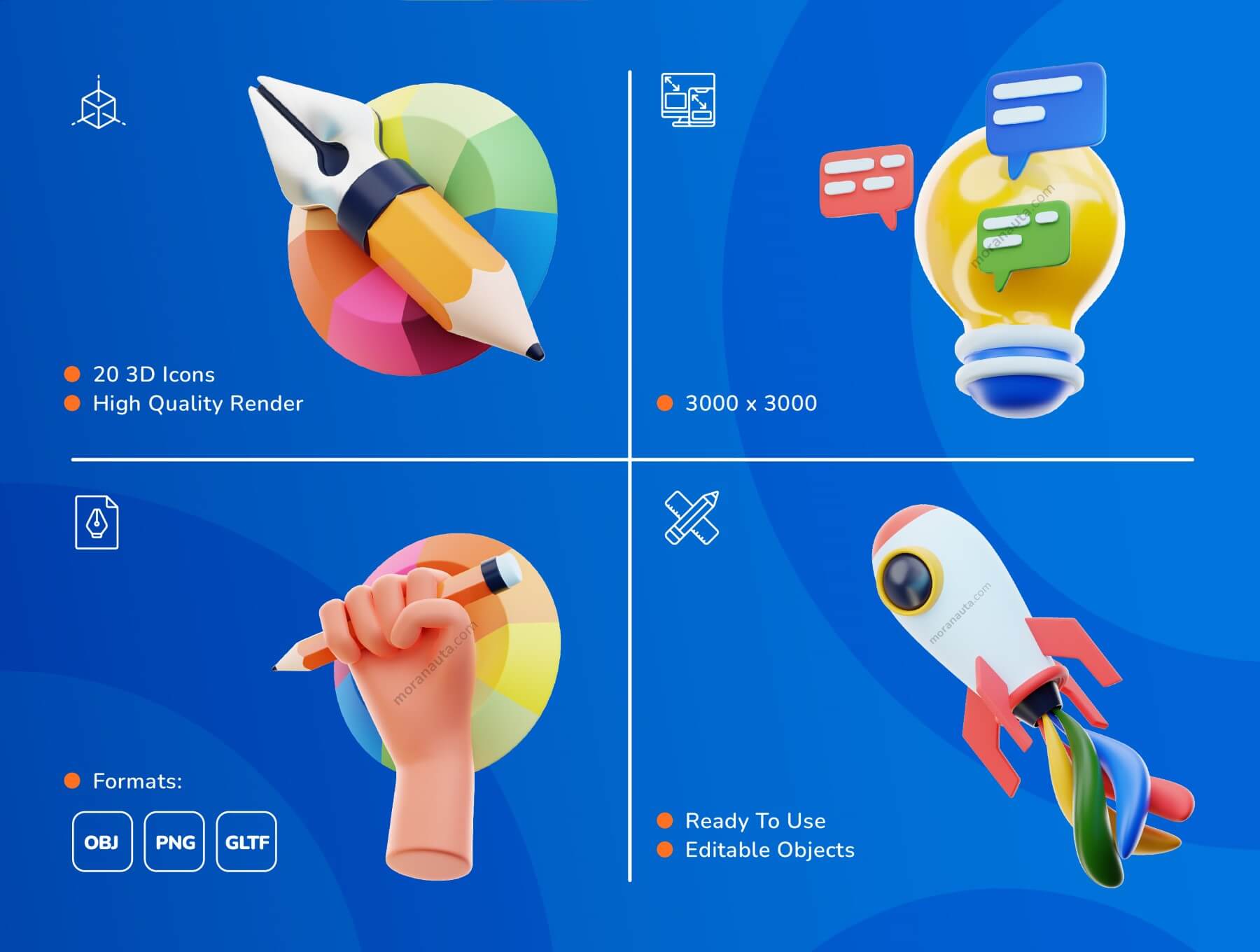 20个思维学习创意3D设计图标素材包