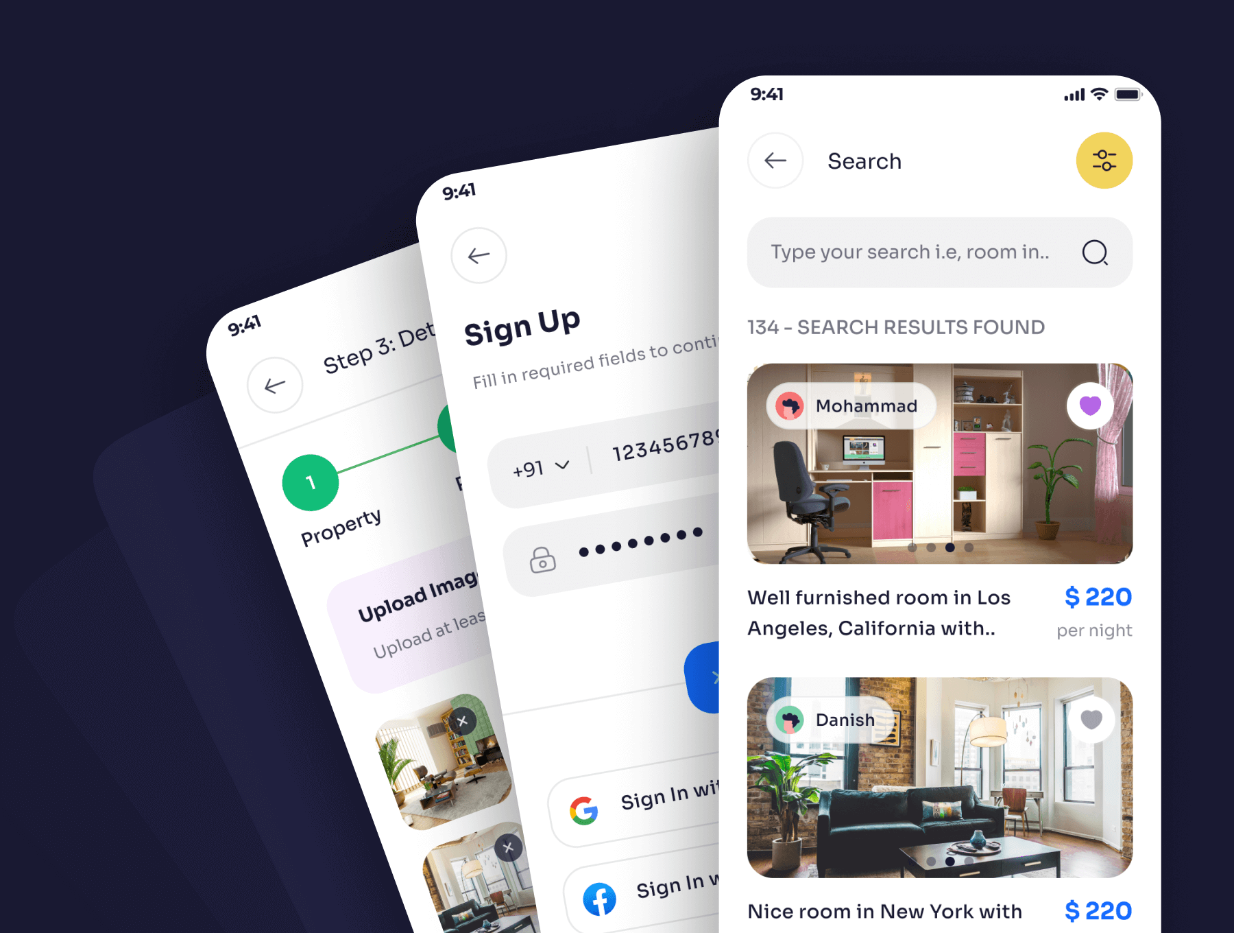 一套色彩优雅的房间预订APP UI界面素材包