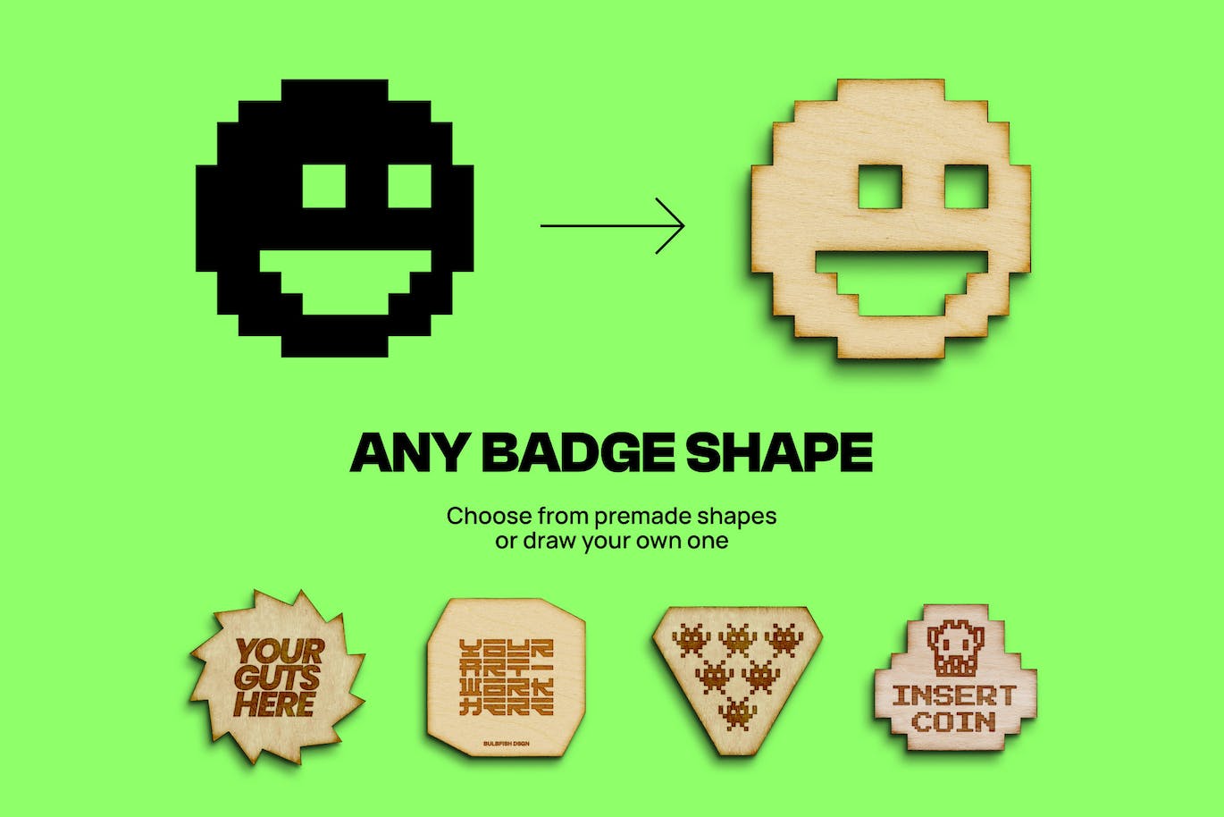 PS中一键生成木制徽章效果