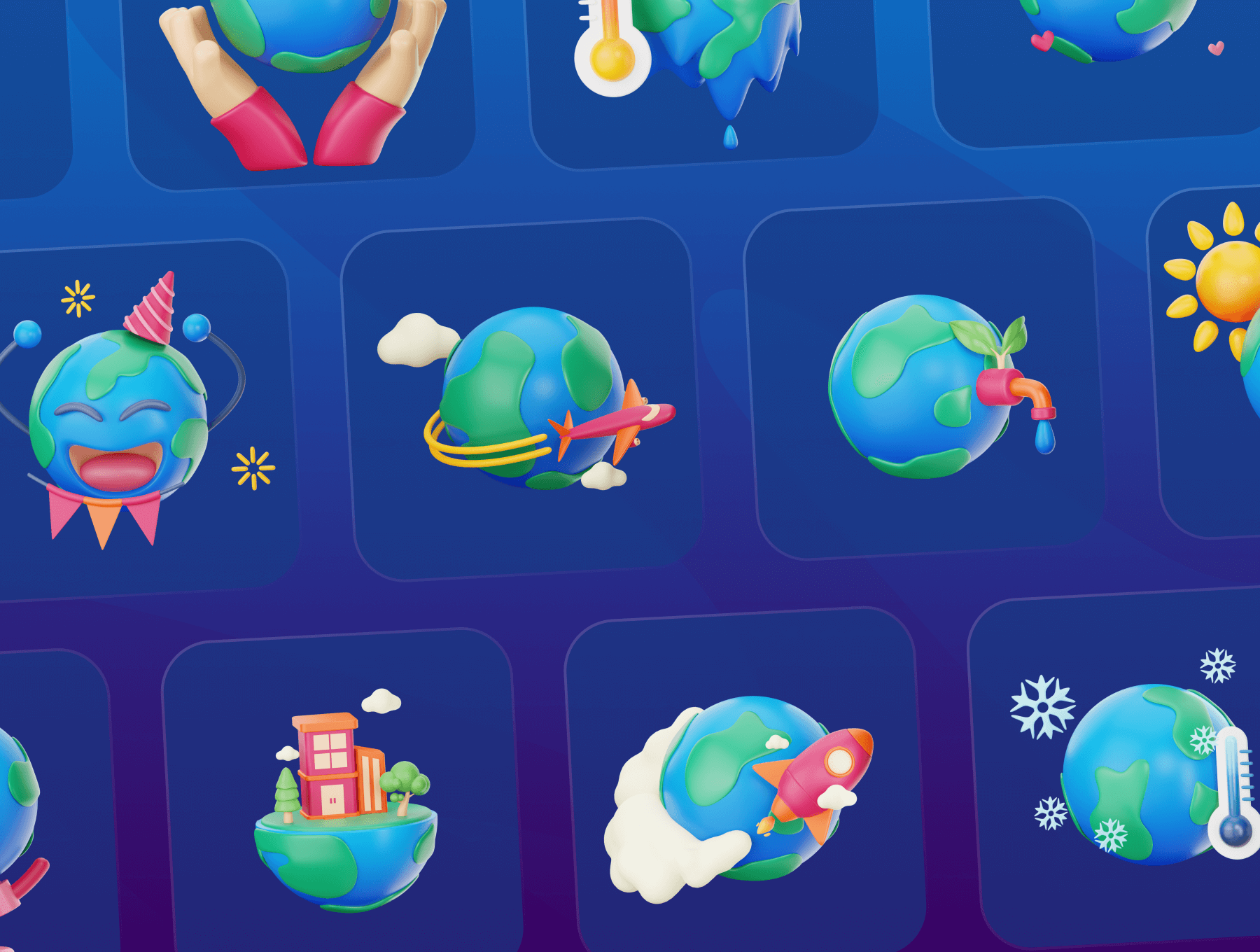 20个绿色地球与生态主题3D图标素材包