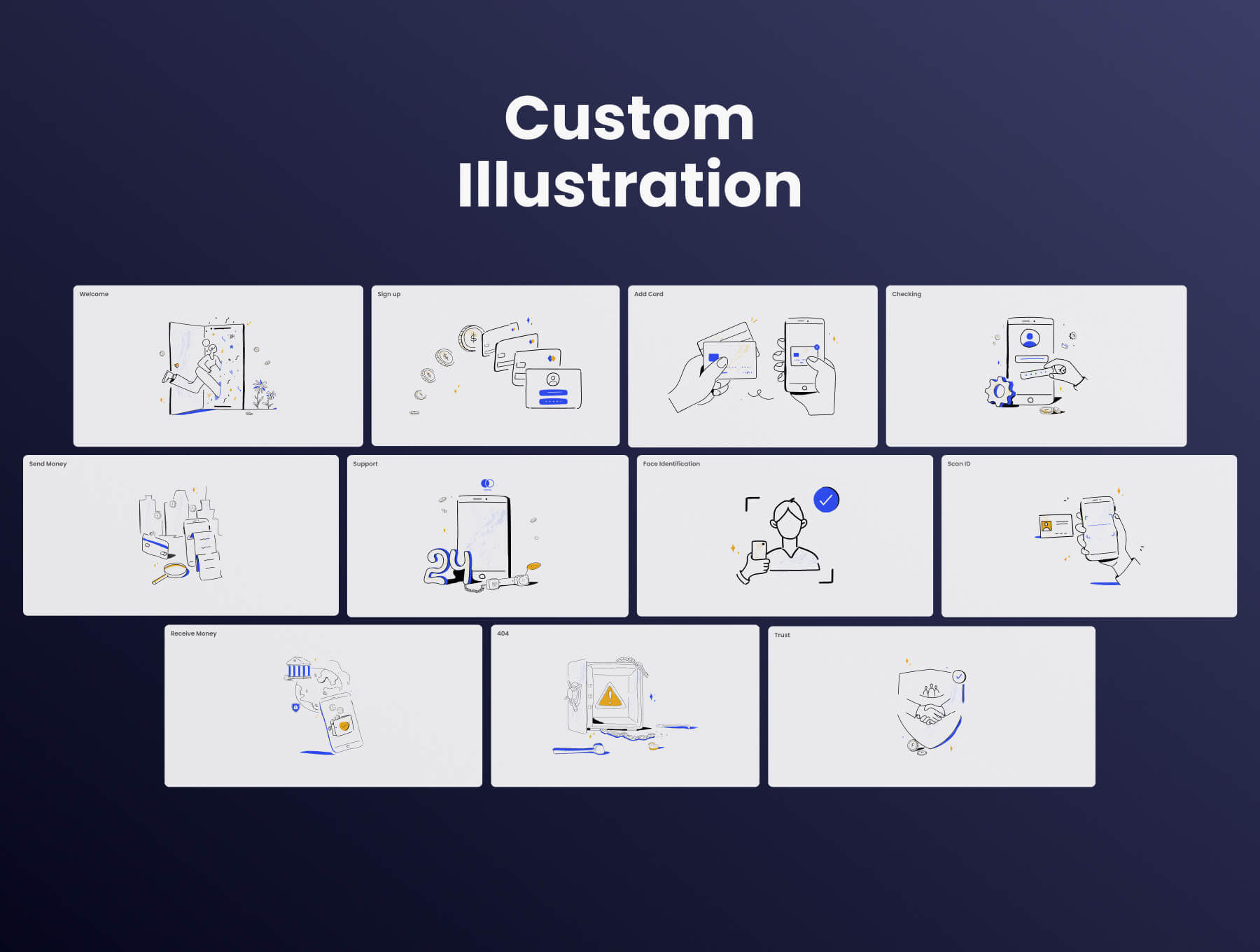 90个蓝色金融科技移动APP UI界面素材包