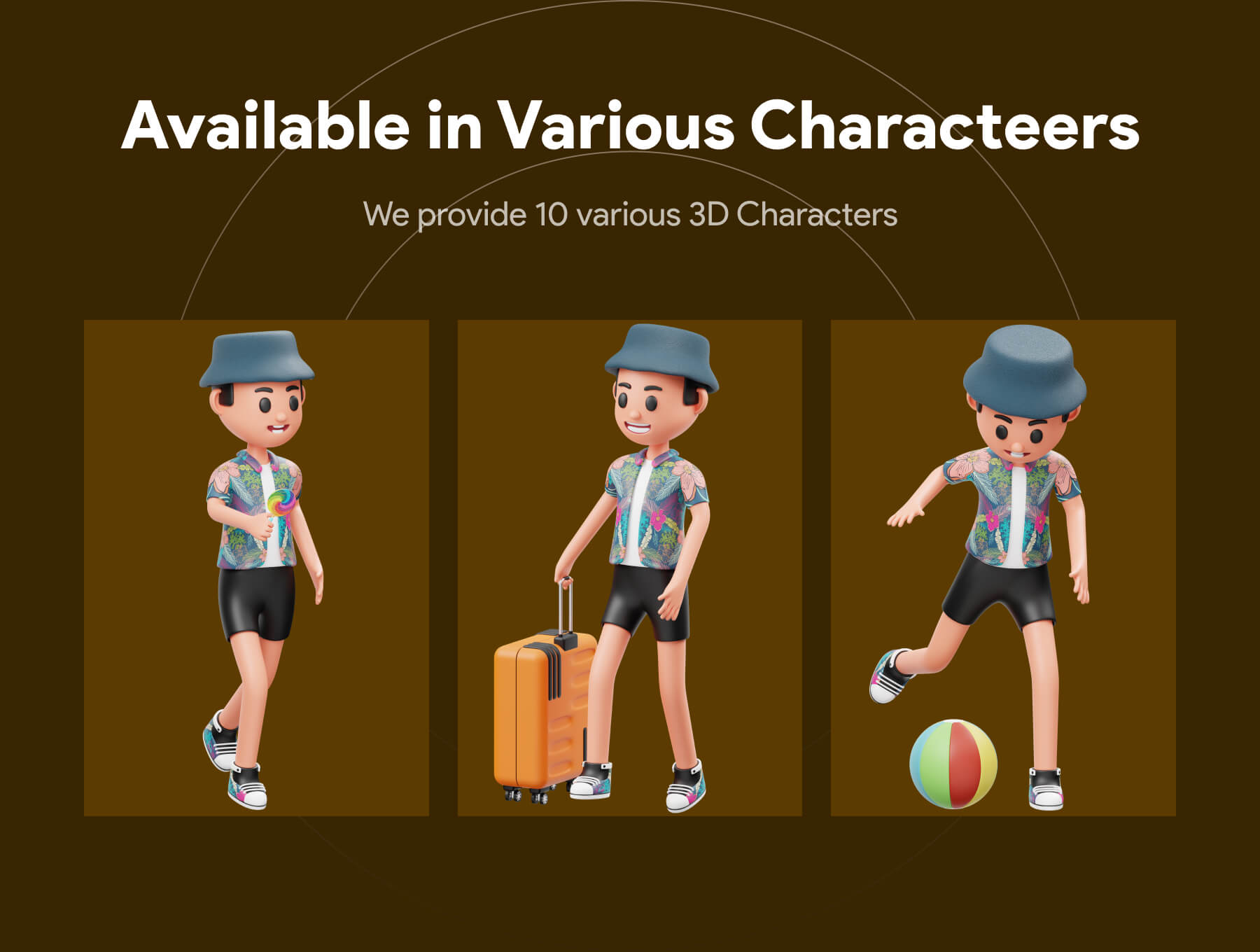 10个休闲度假3D人物插画素材包