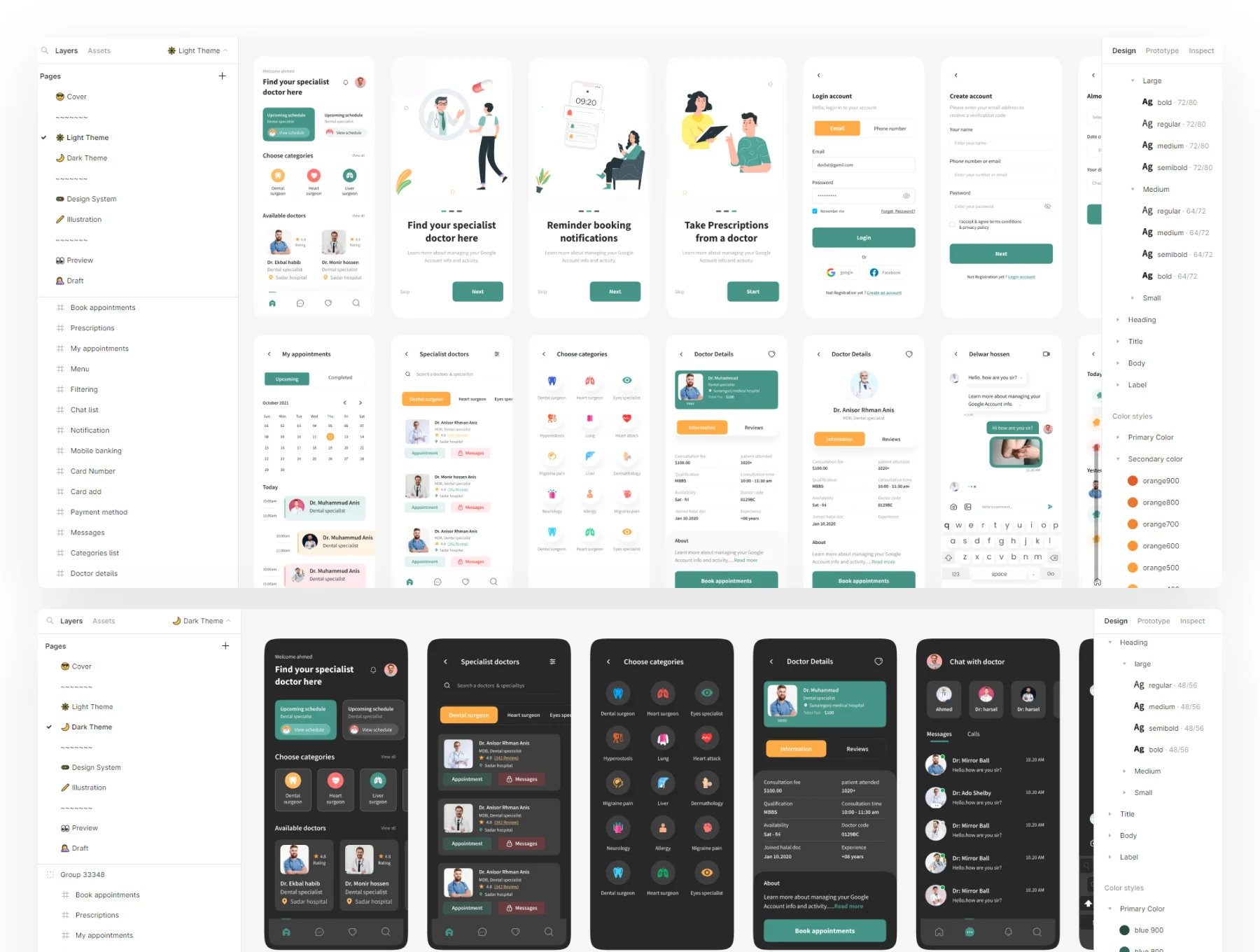 一套绿色简洁的在线医生预约APP UI界面素材包（FIgma）