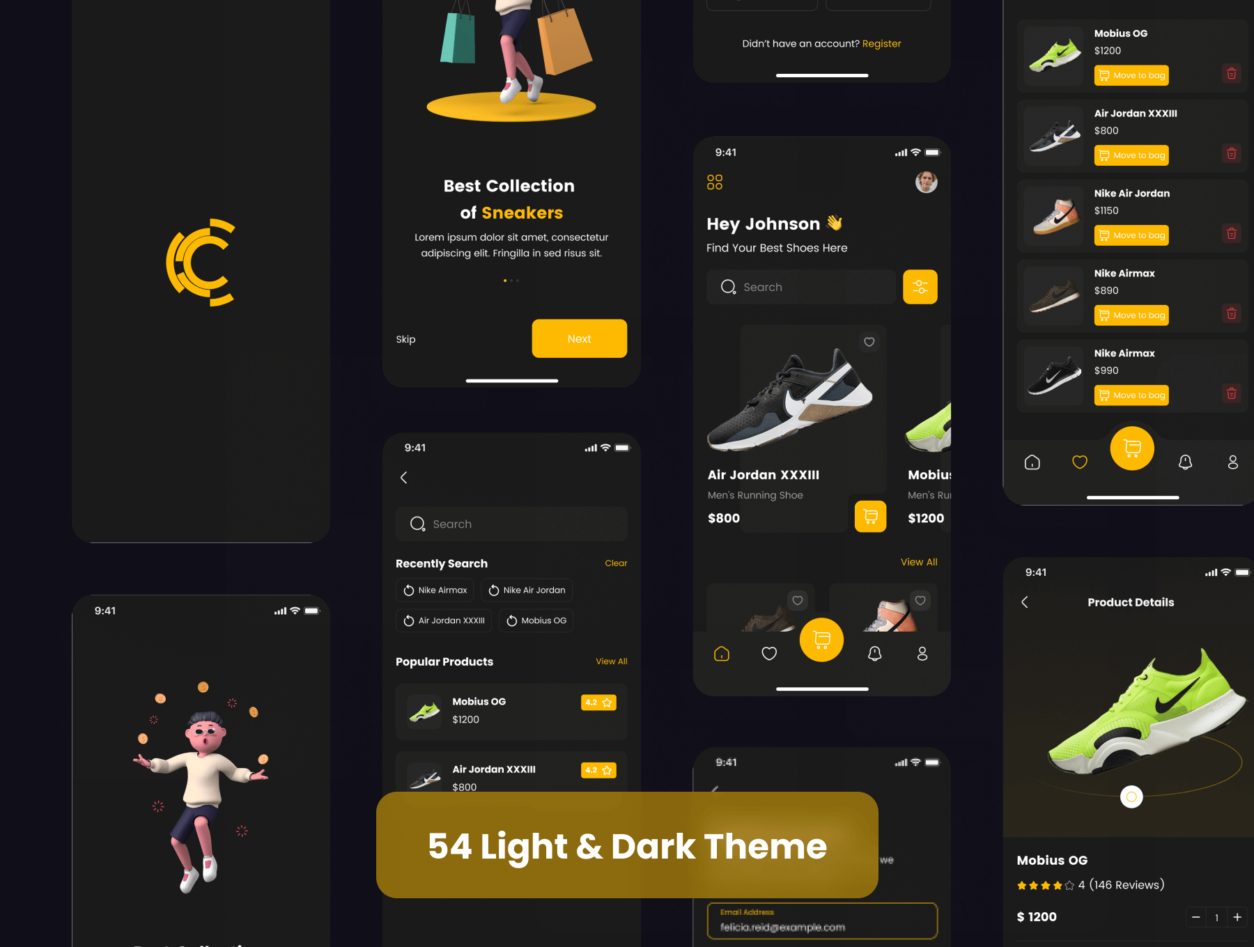54个卖鞋电商网店APP UI界面素材包（Figma）