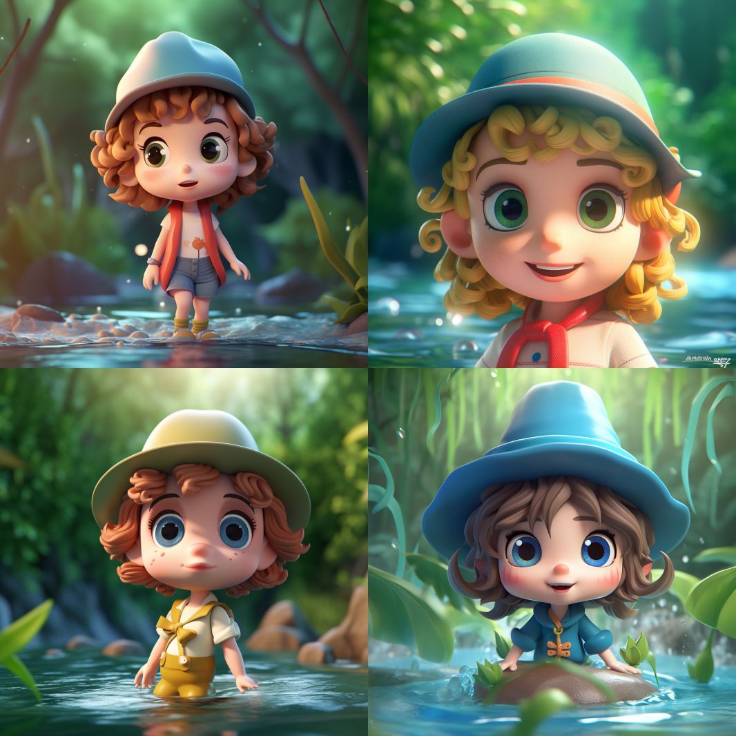 戴着帽子的可爱男孩去踏青