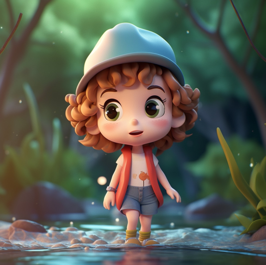 戴着帽子的可爱男孩去踏青