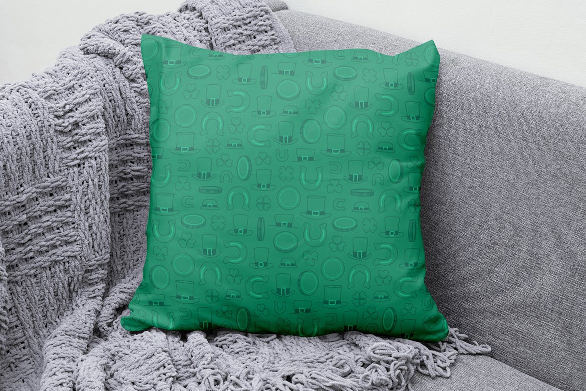 手绘金色三叶草矢量无缝图案素材包