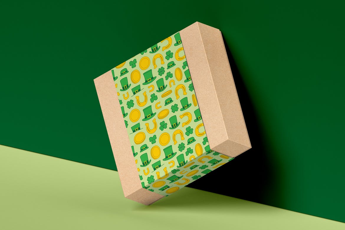 手绘金色三叶草矢量无缝图案素材包