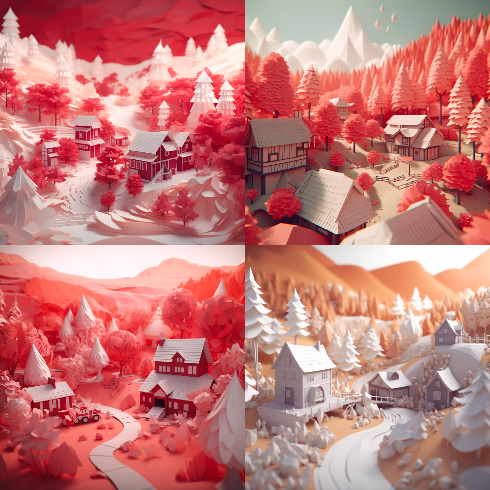 Midjourney生成折纸艺术唯美场景