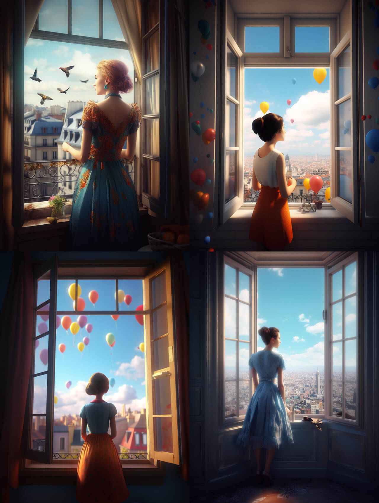 望向窗户的优雅女士