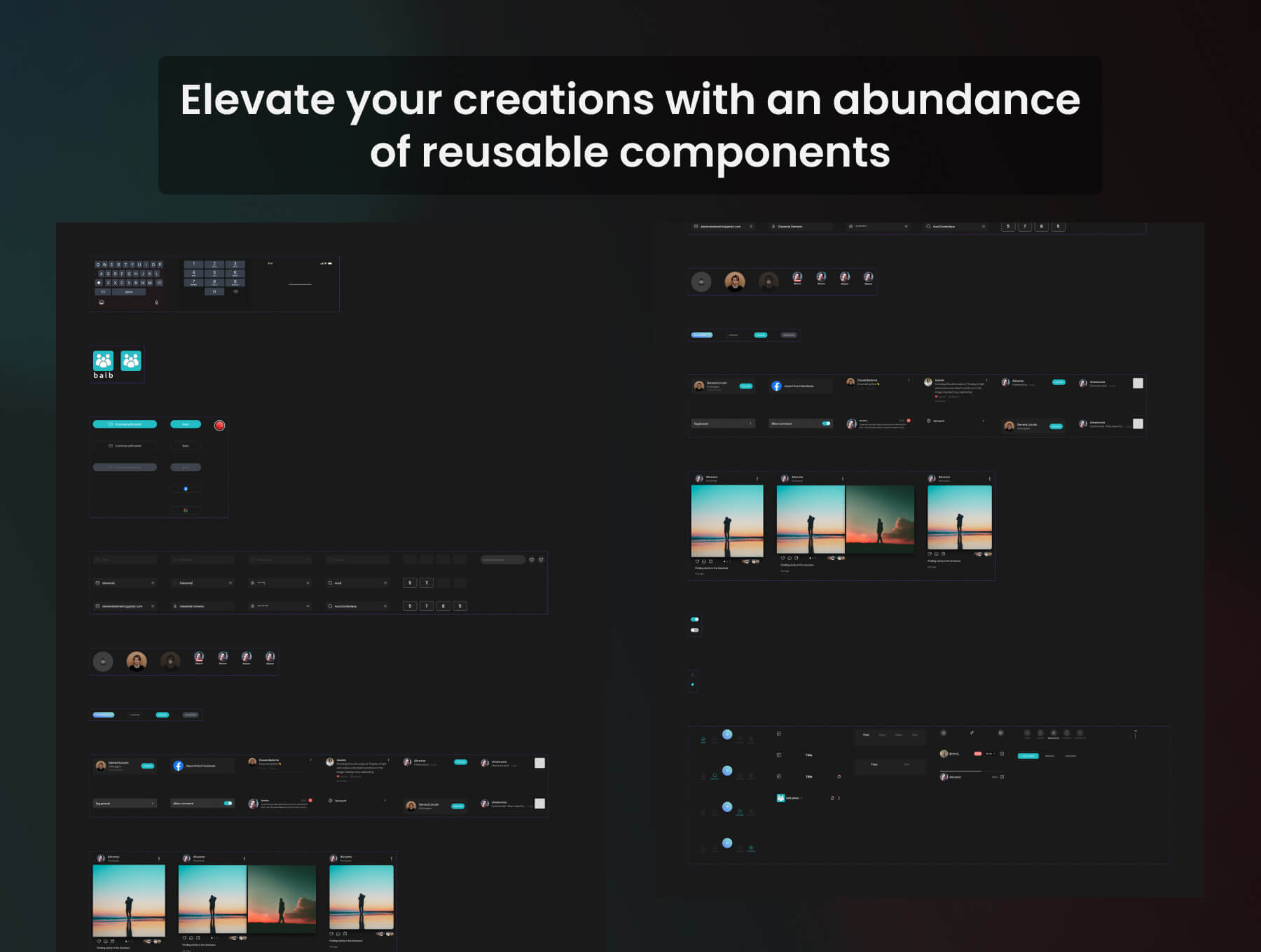 50个酷黑风格社交主题APP UI界面素材包(Figma)