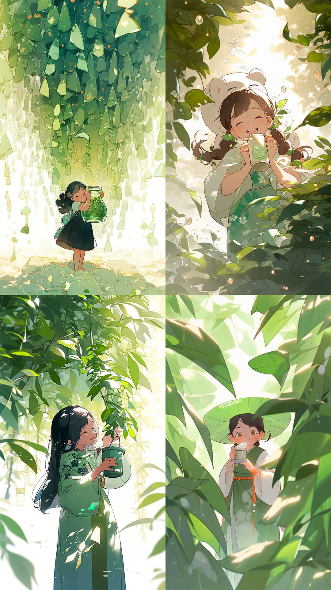 midjourney生成绿色谷雨雨水节气海报