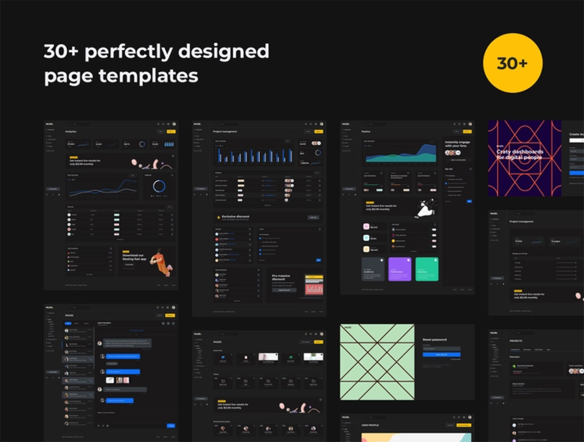 30个模板500个组件的大型后台管理界面素材包