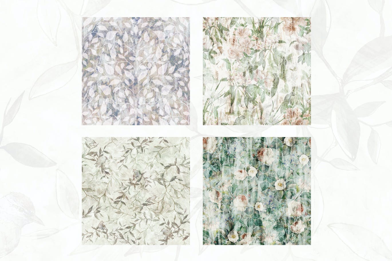 4张高品质复古花卉壁纸图案JPG素材包